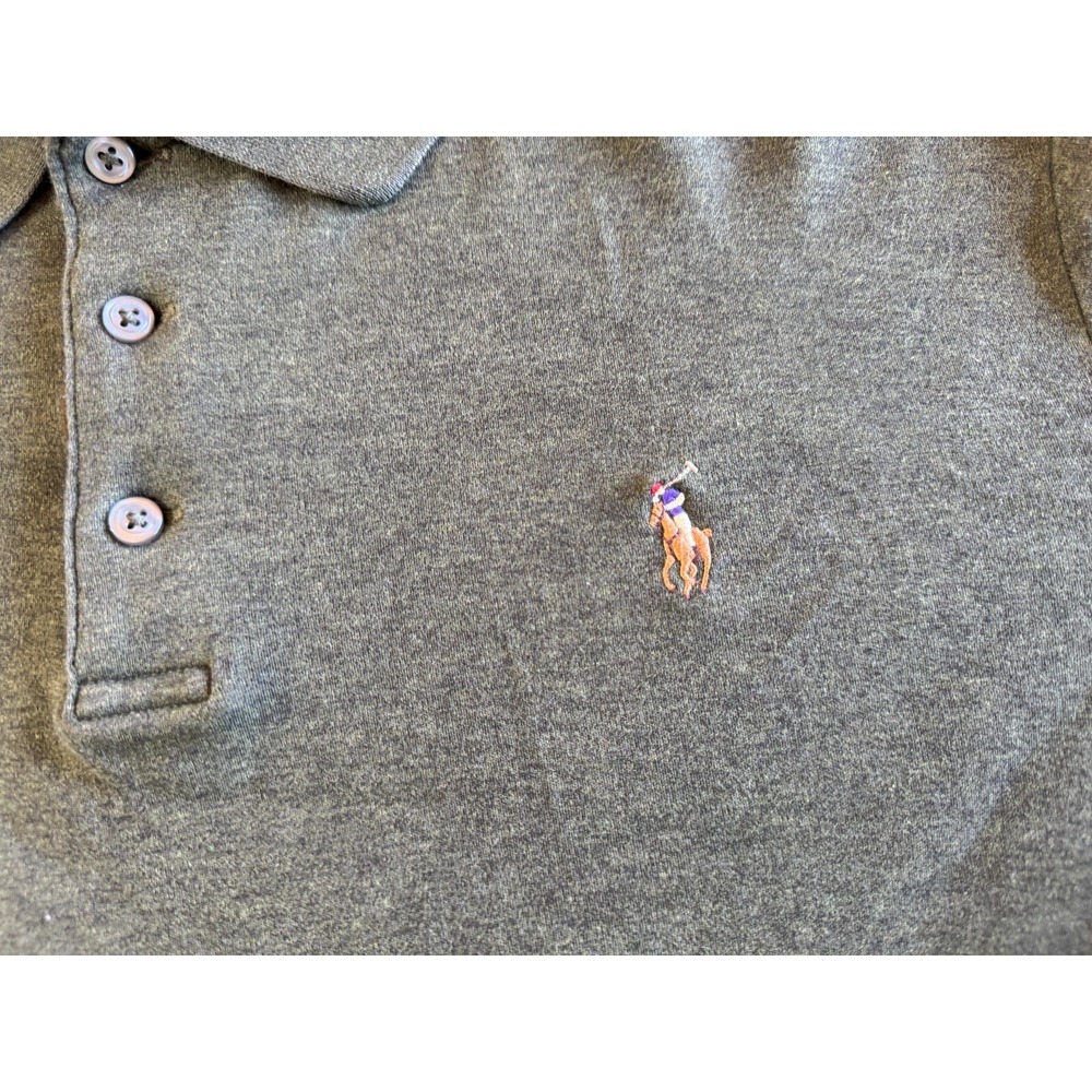 Polo Ralph Lauren Shirt Mens Large Long Sleeve Gray Polo Rugby Flesh Pony